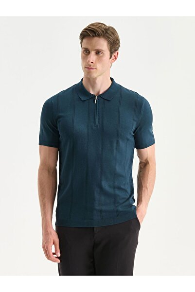 LC Waikiki Pulover tricot pentru bărbați cu gât polo SOUTHBLUE