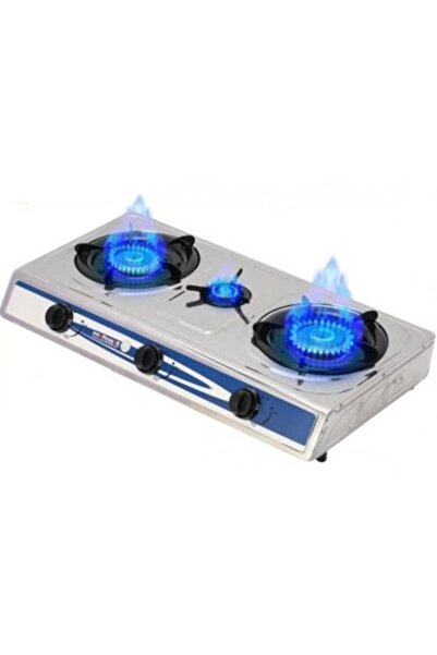 DMX Aragaz portabil din oțel inoxidabil cu 3 arzătoare din fontă, GPL, 3,5 kW...