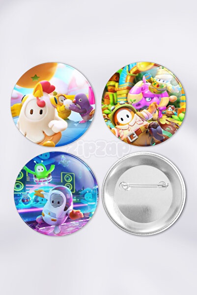 ZipZap مجموعة شارات زينة لألعاب الفيديو من Fall Guys مع دبابيس (3 قطع)