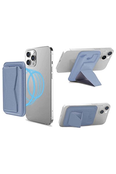 Hoco حامل هاتف مغناطيسي فاخر مع حامل - جلد بولي يوريثان أزرق، مانع لتقنية تحد...