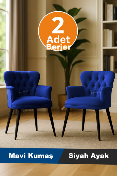 LOVİSSE HOME Diva Berjer Tekli Koltuk Mavi – Ofis / Salon / Balkon – Bekleme ...