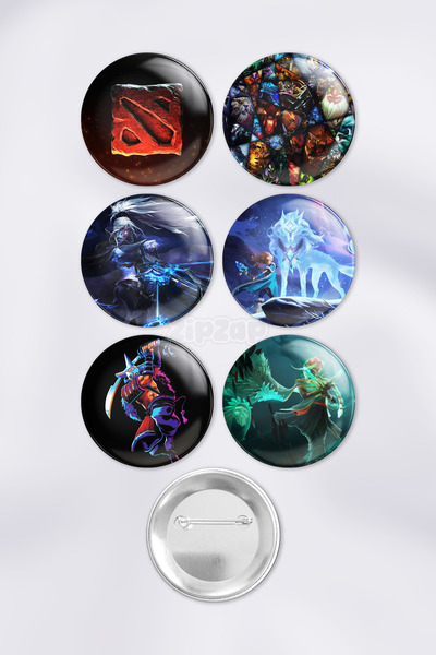 ZipZap مجموعة شارات زينة لألعاب الفيديو Dota 2 مع دبابيس (6 قطع)