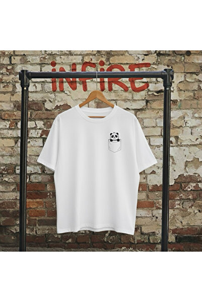 Infire clothing تي شيرت قصة فضفاضة باندا للجنسين