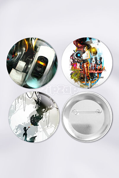 ZipZap مجموعة شارات زينة لألعاب الفيديو من بورتال 2 جلادوس (3 قطع)