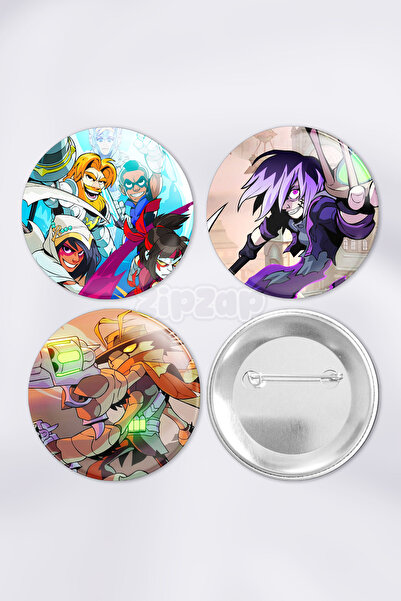 ZipZap Set de insignă cu buton cu ace pentru jocuri video Brawhalla (3 bucăți)