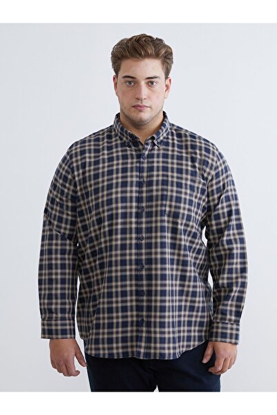 LC Waikiki Lcwaikiki Classic Plus Size Regular Fit Long Sleeve Plaid Gabardine Men's Shirt