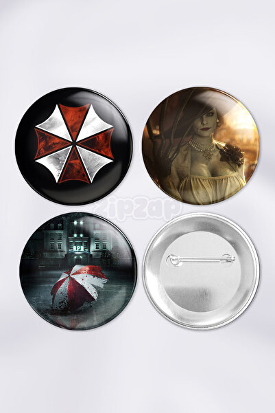 ZipZap مجموعة شارات زينة لألعاب الفيديو ريزدنت إيفل مع دبابيس (3 قطع)