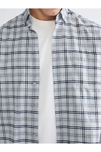 LC Waikiki Чоловіча сорочка LCWAIKIKI Classic Regular Fit з довгим рукавом у клітинку з габардину