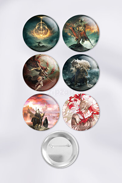 ZipZap مجموعة شارات زينة لألعاب الفيديو من إلدن رينج (6 قطع)