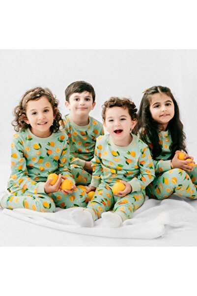 dura kidz Two-piece children's pajamas with a lemonade print, made of eco-friendly cotton fabric.