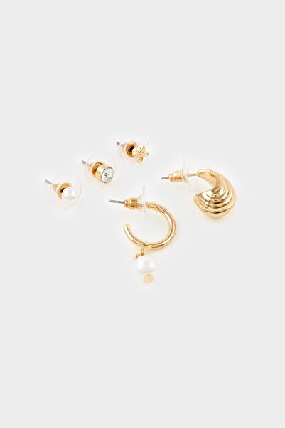 DeFacto Kadın 9lu Gold Küpe F7668AXNS