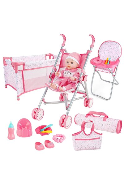Toybox Toy Baby Doll With Stroller and a Set of Accessories For Children Over 3 years Old