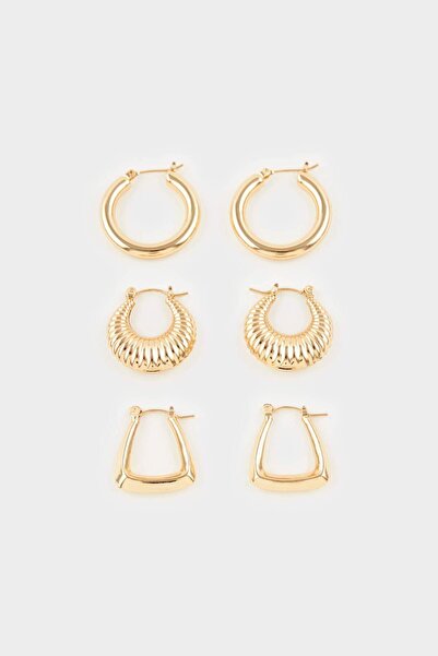 DeFacto Kadın 3lü Gold Küpe F7656AXNS