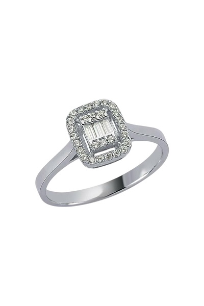 CAXBERN Zirkon Taşlı Gümüş Baget Yüzük