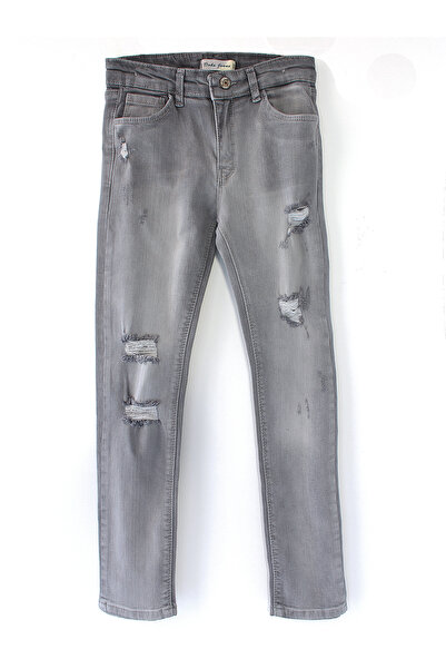 DobaKids Destroyed Slim Fit Slim Fit Jean Girls' Pants Gray Color Girls' Ripped Pants