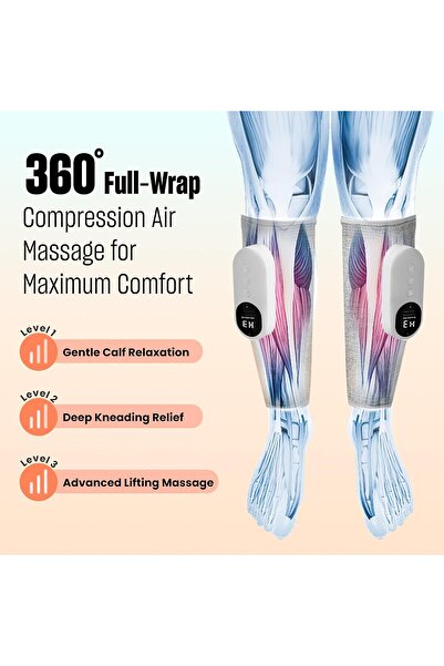 Generic Leg Massager with Heat & Compression, Calf Massager for Circulation and Pain, 3 Intensities/3 Modes