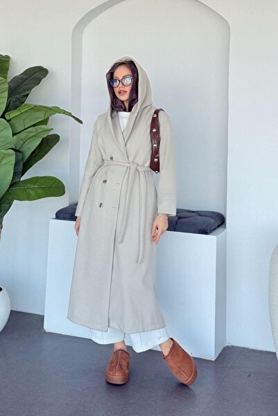 Şulemoda Giyim Mizgin Hooded Coat Ecru