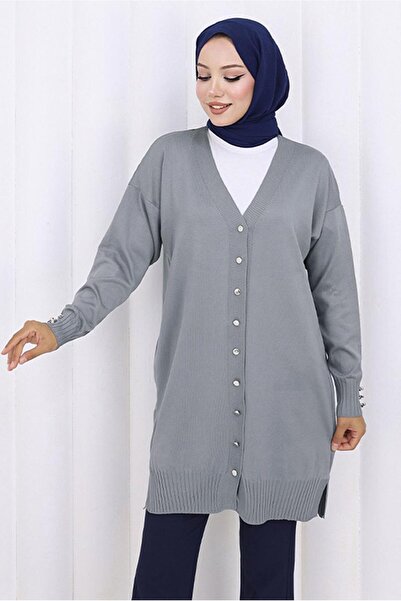 TRENDTESETTÜR ΓΥΝΑΙΚΕΙΑ ΓΚΡΙ ΠΛΕΚΤΗ ΖΑΚΕΤΑ T 6713