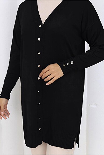 TRENDTESETTÜR Women's Black Knitwear Cardigan t 6713