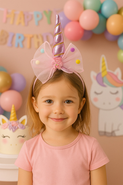 BearPear Unicorn Taç Parti Kutlama Doğumgünü Kız Çocuk Tek Boynuzlu At Tacı