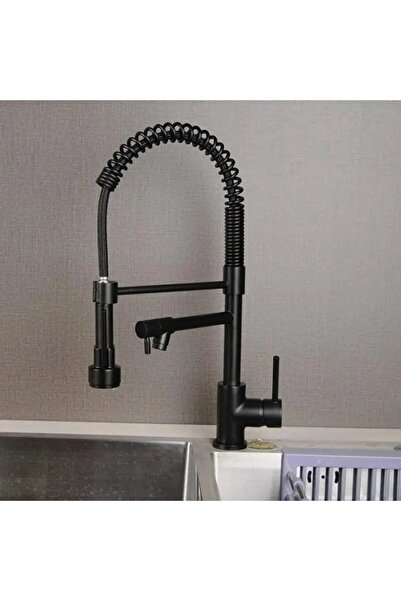 Alessandro DESIGN Baterie Bucatarie cu Dus Extractibil, Inox si Alama Negru