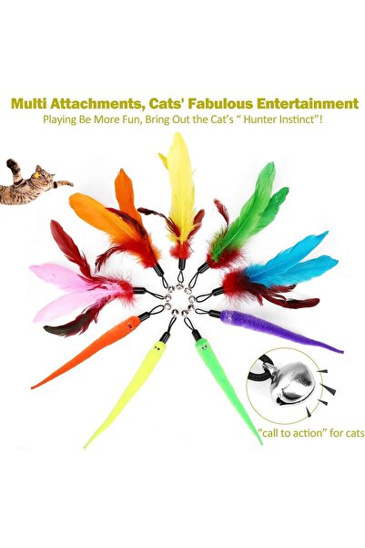 Generic Delieu Interactive Cat Toys, Retractable Wand and Feather Toys Refills for Indoor Cats to Chase and