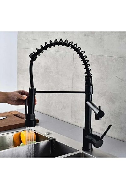 Alessandro DESIGN Baterie Bucatarie cu Dus Extractibil, Inox si Alama Negru