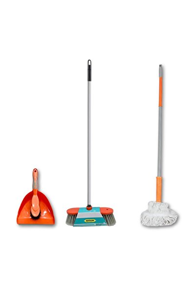 Houzi 3 Set Combo Cleaning tools for Home Twist Mop, Broom Dustpan with Brush Durable and Strong.