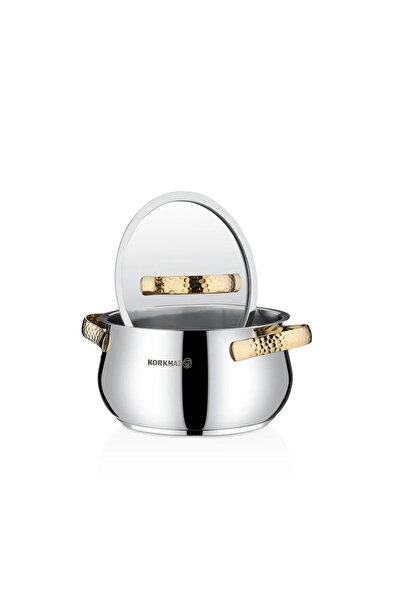 KORKMAZ Samara Cookware Set with Golden Handles. Consisting Of 8 Piece / A1964-1