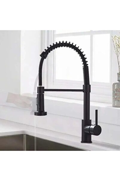 Alessandro DESIGN Baterie Bucatarie cu Dus Extractibil, Inox si Alama Negru