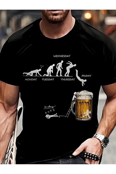 4desire.ro Tricou barbati WEEK BEERS Ink, Classic Regular Fit, Bumbac 100%, V...