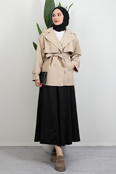 GİYZAMİLA Κρέμα κοντής καμπανάκας με λεπτομέρεια ζώνης