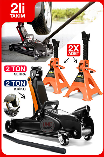 PROXTECH Profesyonel 2Ton/2000Kg Ton Hidrolik Kriko | 2Ton Sehpa | Taşınabili...