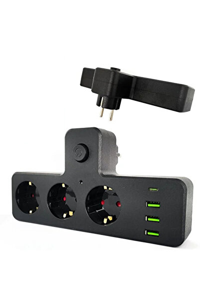 Riddex Akım Korumalı Kablosuz 3'lü Priz 3xUSB + 1xType-C 20W Çıkış Gücü 3397