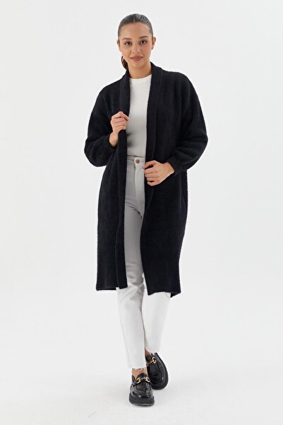 Shopping Shop Μακρύ πλεκτό ζακέτα ΜΑΥΡΟ