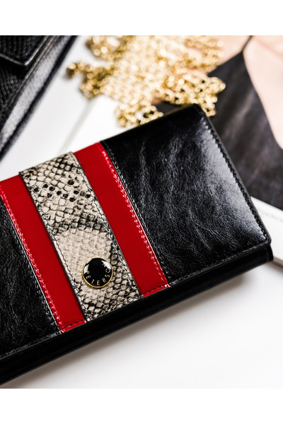 Other Women's leather wallet with snake print - Peterson