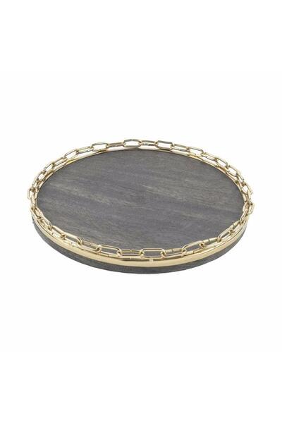 Mikasa Moor Gold Metal Round Wooden Tray 33 cm