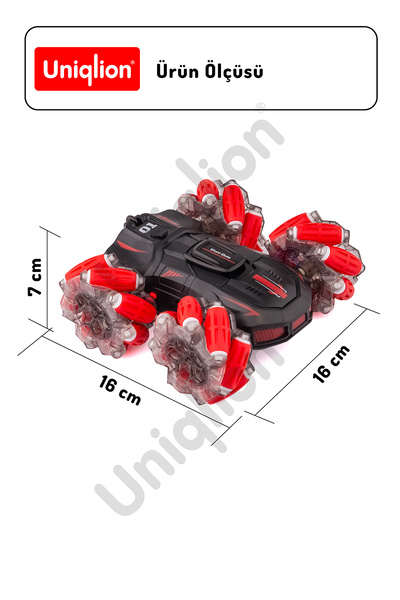 Uniqlion Bilek Sensörlü Uzaktan Kumandalı Çift Yönlü 360 Dönebilen RGB Işıklı Akrobat Araba