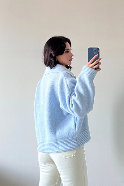 Eka Women's Blue Polo Neck Cardigan 1014-2496