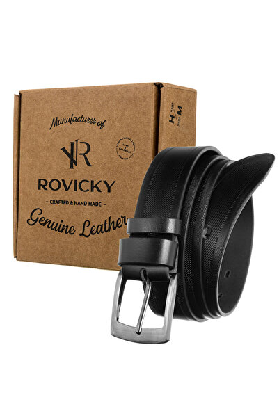 Other Curea din piele bărbătească 3,4 cm PRS-01-G-115-0535 Neagră