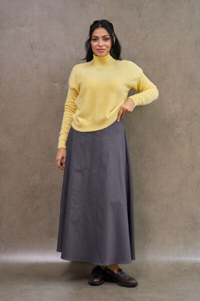 KÜÇÜĞÜM BUTİK Gray Gabardine Pleated Skirt