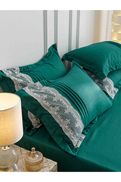 JOJO HOME Bed linen set, soft touch cotton, 240x250cm, 6 pieces, Green