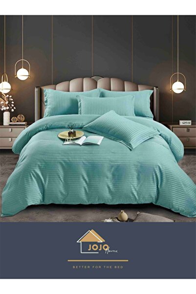 JOJO HOME Damask bed linen set, with elastic, 6 pieces, 180x200cm, Mint Green