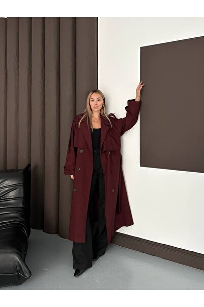 Winora Minimalist Kesim Uzun Trençkot – Oversize Form