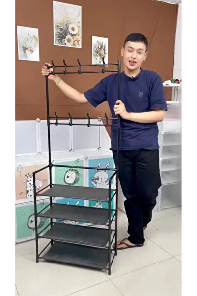 NO BRAND رف معلق متعدد الوظائف 3 في 1 مع أرفف تخزين ورف أحذية للملابس والحقائ...