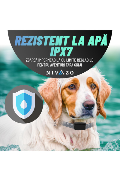 nivazo Gard invizibil pentru caini SafeZone, 2 zgarzi cu transmitator, rola cablu delimitare 200m