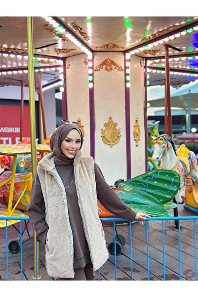 Minel Жіночий бежевий короткий стьобаний жилет 036