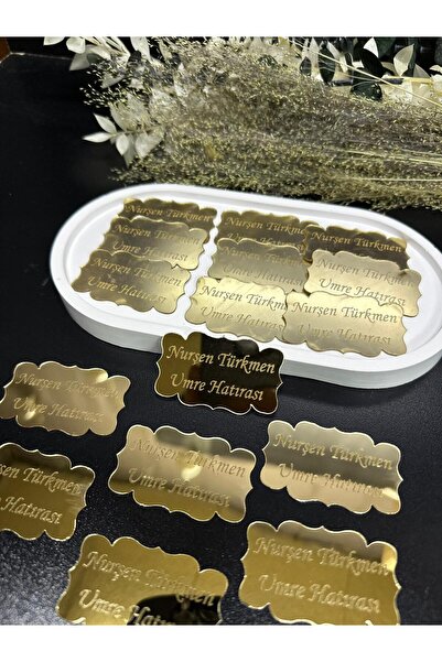 şirinbabatölyesi pleksi etiket 1 mm arkası yapışkanlı gold ve gümüş ( 25 adet...