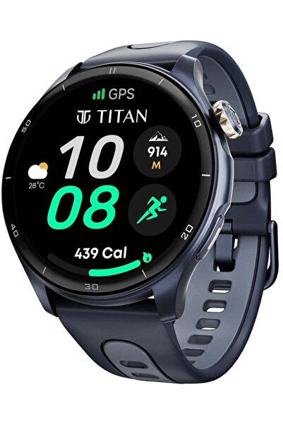 Titan ساعة سيليستور الذكية، شاشة AMOLED دائرية، مقاس 1.43 بوصة، نظام تحديد المواقع العالمي (GPS)، مقياس الارتفاع، مقياس الضغط الجوي، بوصلة، مكالمات بلوتوث - أزرق