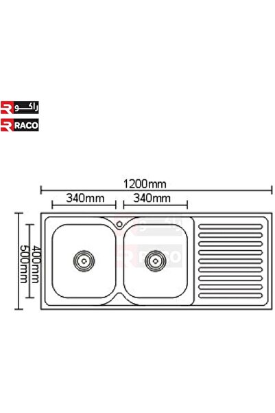 Raco Asahi Double Bowl Kitchen Sink, Stainless Steel, Chrome Finish (1200x500)